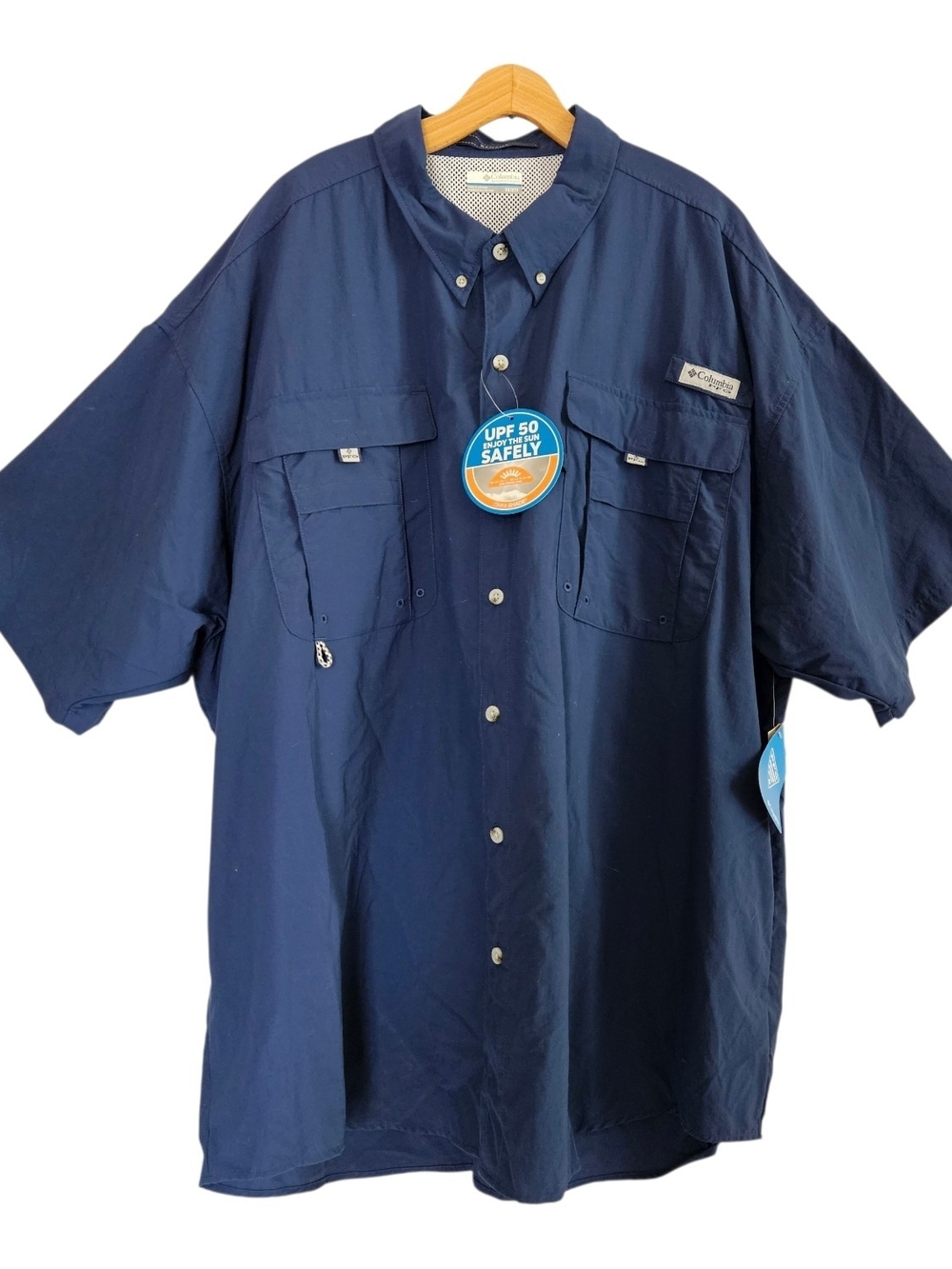 Columbia PFG Bahama Men’s 3X Navy Short-Sleeve UPF Fishing Shirt Outdoor